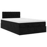 Ottoman Bed with Mattress & LEDs Black King Single Velvet - Close-Up Angle