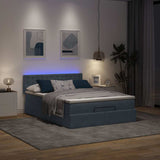 Ottoman Bed with Mattress & LEDs Dark Grey Double Velvet - Side View