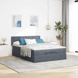 Ottoman Bed with Mattress & LEDs Dark Grey Double Velvet - Top-Down View