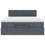 Ottoman Bed with Mattress & LEDs Dark Grey Double Velvet