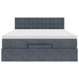 Ottoman Bed with Mattress & LEDs Dark Grey Double Velvet - Low Angle