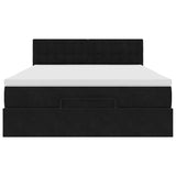 Ottoman Bed with Mattress & LEDs Black Double Velvet
