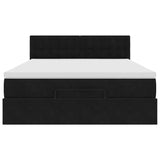 Ottoman Bed with Mattress & LEDs Black Double Velvet - Low Angle