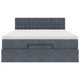 Ottoman Bed with Mattress & LEDs Dark Grey Queen Velvet
