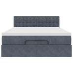 Ottoman Bed with Mattress & LEDs Dark Grey Queen Velvet