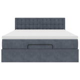 Ottoman Bed with Mattress & LEDs Dark Grey Queen Velvet - Low Angle