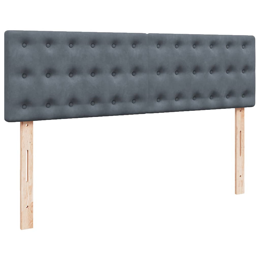 Ottoman Bed with Mattress & LEDs Dark Grey Queen Velvet