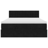 Ottoman Bed with Mattress & LEDs Black Queen Velvet