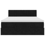 Ottoman Bed with Mattress & LEDs Black Queen Velvet