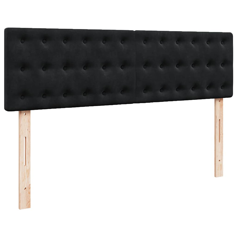 Ottoman Bed with Mattress & LEDs Black Queen Velvet