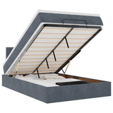 Ottoman Bed with Mattress & LEDs Dark Grey King Single Velvet - Front View