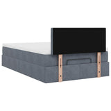 Ottoman Bed with Mattress & LEDs Dark Grey King Single Velvet - Extra Image