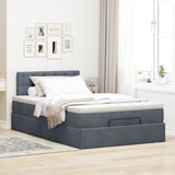 Ottoman Bed with Mattress & LEDs Dark Grey King Single Velvet - Top-Down View