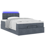 Ottoman Bed with Mattress & LEDs Dark Grey King Single Velvet - Rear View