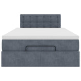Ottoman Bed with Mattress & LEDs Dark Grey King Single Velvet - Close-Up Angle