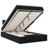 Ottoman Bed with Mattress & LEDs Black King Single Velvet - Front View