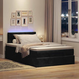 Ottoman Bed with Mattress & LEDs Black King Single Velvet - Side View