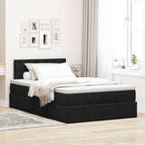 Ottoman Bed with Mattress & LEDs Black King Single Velvet - Top-Down View