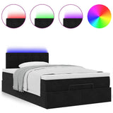 Ottoman Bed with Mattress & LEDs Black King Single Velvet - 45-Degree Angle
