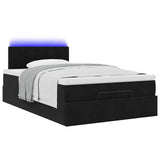 Ottoman Bed with Mattress & LEDs Black King Single Velvet - Rear View