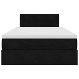 Ottoman Bed with Mattress & LEDs Black King Single Velvet - Low Angle