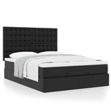 Ottoman Bed with Mattress Black Double Faux Leather - 45-Degree Angle