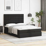 Ottoman Bed with Mattress Black Queen Faux Leather - Side View