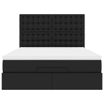 Ottoman Bed with Mattress Black Queen Faux Leather