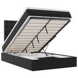 Ottoman Bed with Mattress Black King Single Faux Leather - Front View