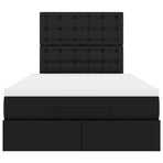Ottoman Bed with Mattress Black King Single Faux Leather