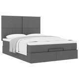 Ottoman Bed with Mattress Dark Grey Double Fabric - 45-Degree Angle