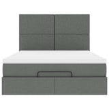 Ottoman Bed with Mattress Dark Grey Double Fabric