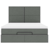 Ottoman Bed with Mattress Dark Grey Double Fabric - Close-Up Angle