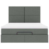 Ottoman Bed with Mattress Dark Grey Queen Fabric - Close-Up Angle