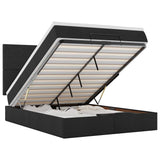 Ottoman Bed with Mattress Black Queen Fabric