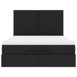 Ottoman Bed with Mattress Black Queen Fabric - Close-Up Angle