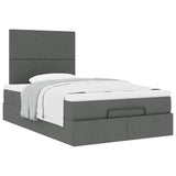 Ottoman Bed with Mattress Dark Grey King Single Fabric - 45-Degree Angle