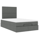 Ottoman Bed with Mattress Dark Grey King Single Fabric - Rear View