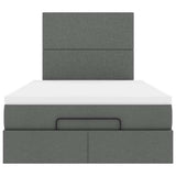 Ottoman Bed with Mattress Dark Grey King Single Fabric
