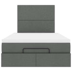 Ottoman Bed with Mattress Dark Grey King Single Fabric