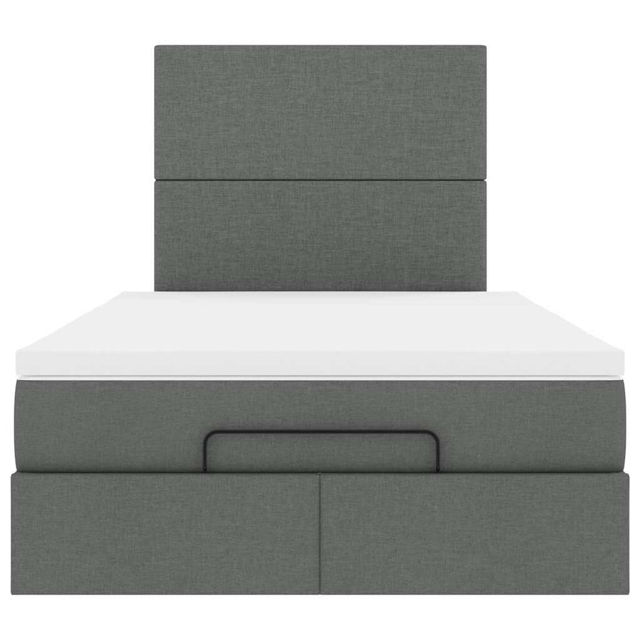 Ottoman Bed with Mattress Dark Grey King Single Fabric