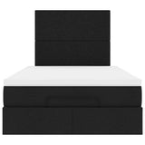 Ottoman Bed with Mattress Black King Single Fabric