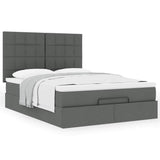 Ottoman Bed with Mattress Dark Grey Double Fabric - Top-Down View