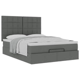 Ottoman Bed with Mattress Dark Grey Double Fabric - 45-Degree Angle
