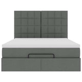 Ottoman Bed with Mattress Dark Grey Double Fabric