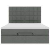 Ottoman Bed with Mattress Dark Grey Double Fabric - Close-Up Angle