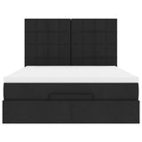 Ottoman Bed with Mattress Black Double Fabric