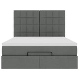 Ottoman Bed with Mattress Dark Grey Queen Fabric