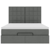 Ottoman Bed with Mattress Dark Grey Queen Fabric - Close-Up Angle