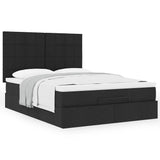 Ottoman Bed with Mattress Black Queen Fabric - Top-Down View